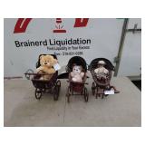 Lot of Vintage Decorative Strollers with Dolls & Teddy Bears