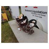 Lot of Vintage Decorative Strollers with Dolls & Teddy Bears