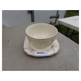 Vintage Floral Ceramic Bowl and Lidded Dish Set