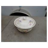 Vintage Floral Ceramic Bowl and Lidded Dish Set
