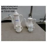 Vintage White Ceramic Tea Set - 4 Pieces