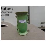 Vintage Green Ceramic Vase with Leaf Design