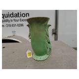 Vintage Green Ceramic Vase with Leaf Design