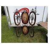 Vintage Freestanding Decorative Metal Screen with Parrot Artwork