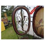 Vintage Freestanding Decorative Metal Screen with Parrot Artwork
