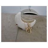 Ivory Moon-Shaped Ceramic Hanging Planter with Beads