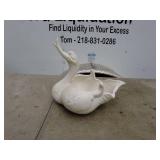 Vintage White Ceramic Swan Planter