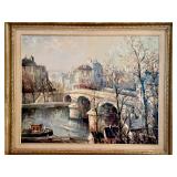Large Vintage Framed Lucien Delarue Oil on Canvas Painting