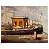 Large Vintage Framed Lucien Delarue Oil on Canvas Painting