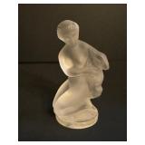 Lalique Nude Lady Diana  Goddess of the Hunt with Deer Frosted Crystal Figurine