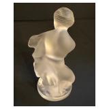 Lalique Nude Lady Diana  Goddess of the Hunt with Deer Frosted Crystal Figurine