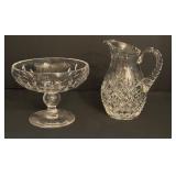 Vintage Crystal Beverage Pitcher and Vintage Crystal Compote