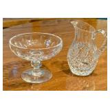 Vintage Crystal Beverage Pitcher and Vintage Crystal Compote