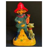 Vintage Mid Century Earl Bernard Neon Fisher Girl and Cat Bank