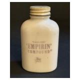 Vintage Milk Glass Tabloid Empirin Compound Bottle