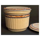 Vintage Red Wing Sponge Band Lidded Dish and Extra Lid