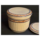Vintage Red Wing Sponge Band Lidded Dish and Extra Lid