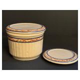 Vintage Red Wing Sponge Band Lidded Dish and Extra Lid