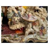 Vintage Highly Detailed Volkstedt Dresden Porcelain Tea Party for Three Figurine