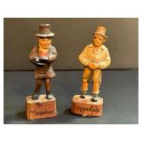 Two Vintage Miniature Hand Carved Wooden Figurines