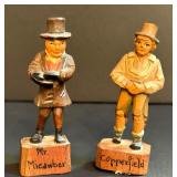 Two Vintage Miniature Hand Carved Wooden Figurines