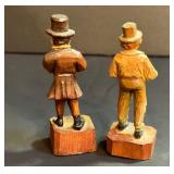 Two Vintage Miniature Hand Carved Wooden Figurines