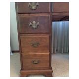 Vintage Wooden 7 Drawer Desk with Glass Top