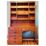 Vintage Ethan Allen Heirloom Nutmeg Maple Desk and Heirloom Bookcase