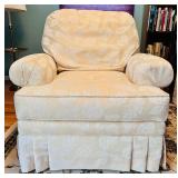 Vintage Upholstered Chair Champaign and White Leaves Details by Motioncraft