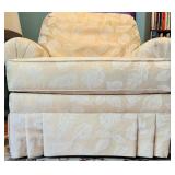 Vintage Upholstered Chair Champaign and White Leaves Details by Motioncraft