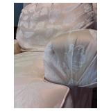 Vintage Upholstered Chair Champaign and White Leaves Details by Motioncraft