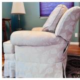 Vintage Upholstered Chair Champaign and White Leaves Details by Motioncraft