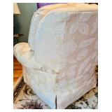 Vintage Upholstered Chair Champaign and White Leaves Details by Motioncraft