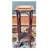 Beautiful Vintage Bamboo Rattan Tall Side Key Table