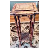 Beautiful Vintage Bamboo Rattan Tall Side Key Table