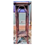 Beautiful Vintage Bamboo Rattan Tall Side Key Table