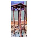 Beautiful Vintage Bamboo Rattan Tall Side Key Table