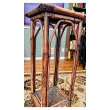 Beautiful Vintage Bamboo Rattan Tall Side Key Table