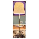 Vintage 3 Way, Brushed Brass Floor Lamp with Tray and Shade