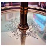 Vintage 3 Way, Brushed Brass Floor Lamp with Tray and Shade