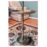 Vintage 3 Way, Brushed Brass Floor Lamp with Tray and Shade