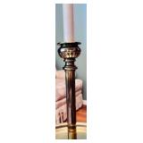 Vintage 3 Way, Brushed Brass Floor Lamp with Tray and Shade