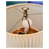 Vintage 3 Way, Brushed Brass Floor Lamp with Tray and Shade