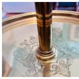 Vintage 3 Way, Brushed Brass Floor Lamp with Tray and Shade