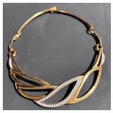 Vintage Runway Deco Monet Collar Necklace, Matching Earrings and Gold Plated Bracelet
