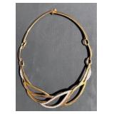Vintage Runway Deco Monet Collar Necklace, Matching Earrings and Gold Plated Bracelet