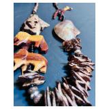 Statement Pieces! Beautiful Wooden / Stone African Necklace with Lions, Elephants and More