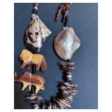 Statement Pieces! Beautiful Wooden / Stone African Necklace with Lions, Elephants and More