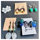 Gorgeous Grouping of Beaded, Ceramic, Flowers and Stone Earrings