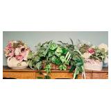 Lovely Home Decor with Faux Flowers and Greens